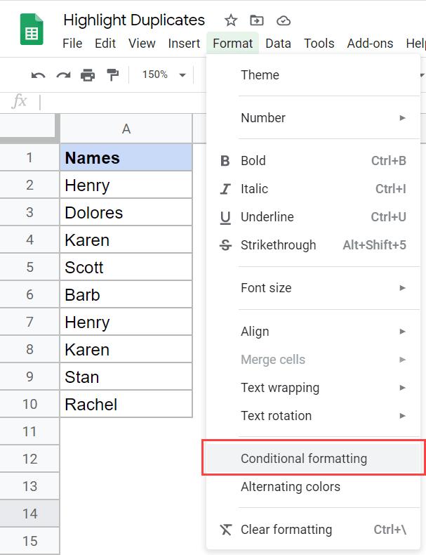 Hướng dẫn cách đánh dấu các mục trùng lặp trong Google Sheets